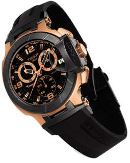  Rose Gold Chronograph Black Rubber Mens Watch T0484172705706  