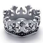 Mens Silver Black Crown Stainless Steel Ring US Size 9,10,11,12 