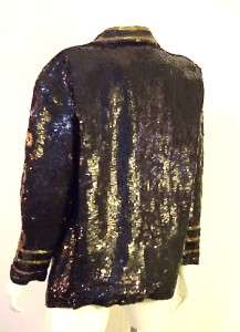 FABULOUS Black Sequined SMOKING JACKET Sz M   STAGE Jacket/ New Years 
