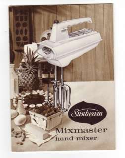 Vintage Sunbeam Mixmaster Mixer Instructions Recipes  