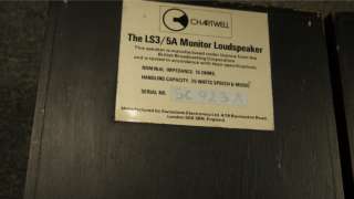   Original LS3/5A BBC Monitor 15 ohm Audiophile Speakers  