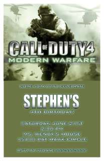 Set of 10 Call of Duty Personalized Invitations  