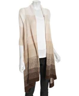Autumn Cashmere brown sheer cotton ombre cardigan sweater