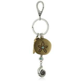 Lucky Brand La Clave Silver and Gold Tone Sand Dollar Charm Key Fob 