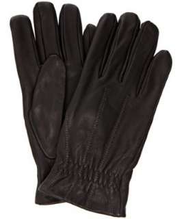 Calvin Klein black leather elasticized cuff gloves   