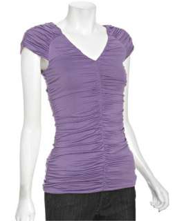 Casual Couture by Green Envelope lilac ruched jersey v neck top
