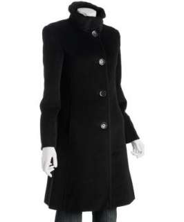 Cinzia Rocca black wool angora ruffle collar coat   