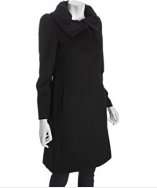 Cinzia Rocca black wool cashmere ruched collar ¾ length coat style 