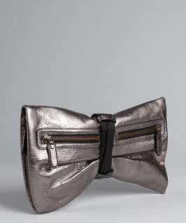 BCBGMAXAZRIA aluminum leather cinched side entry clutch