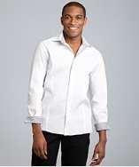Report Collection white stretch cotton blend button front shirt style 