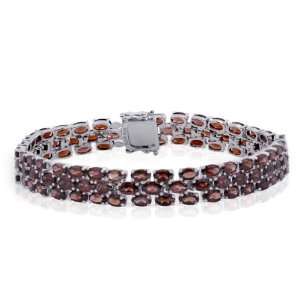   Effy® Sterling Silver Garnet Three Row Bracelet 25 Tcw. Jewelry
