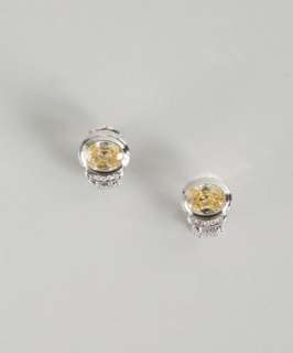 Judith Ripka canary crystal and white sapphire j hoop earrings 