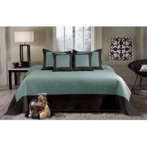   /Green Brown Reversible Bedspread Set Oversized King