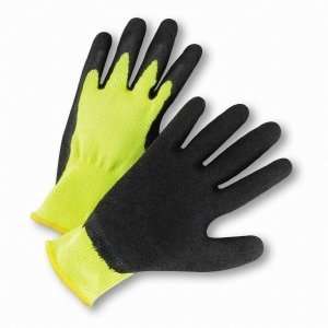 Lime High Visibility Knit Gloves with Latex Coated Palm Medium (lot of 