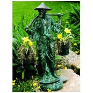   oriental man statue homeyard asian sculpture LG 