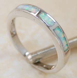 White Fire Opal Gemstone Silver Ring Size 7 (R472)  