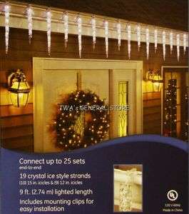 Christmas LED Ice Crystal Icicle Lights 2 NEW GE SETS Outdoor Indoor 