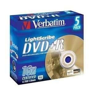  Verbatim DVD+R 4.7Gb 16x Lightscribe Pack 5 Colour 43658 