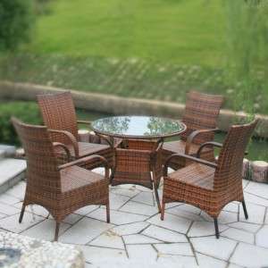 5pc Outdoor Patio Wicker Dining Table Furniture Set  