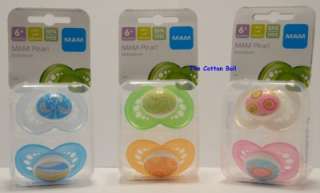 NEW MAM Baby Pacifiers BOY GIRL 6 M+ Pearl 3 Styles  