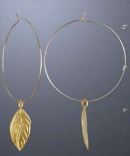 Wendy Mink gold leaf large hoop earrings  