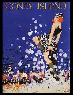 CONEY ISLAND GIRL PARK NEW YORK POSTER REPRO POSTER  