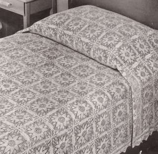 VNTG Lace Flower Motif Bedspread Block Knitting PATTERN  