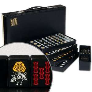  Japanese Riichi Mahjong Set with Black Tiles Toys & Games