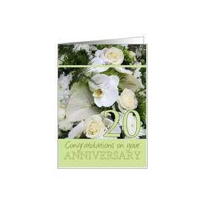  20th Wedding Anniversary White mixed bouquet card Card 