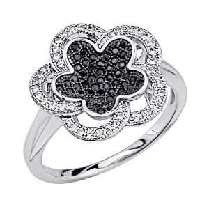 925 Sterling Silver CZ Micro Pave Contrast Blooming Flower Shimmering 