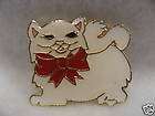 White Cat Lapel Pin/ Red Bow.Cute Face 