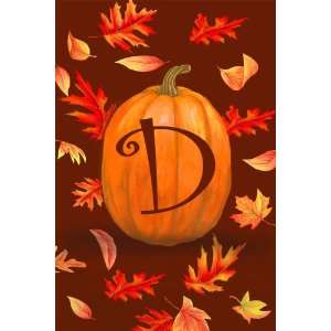    D Pumpkin Leaves Monogram Mini Flag Patio, Lawn & Garden