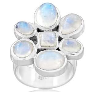   Sterling Silver Rainbow Moonstone Gemstone Ring Artisan Jewelry Size 7