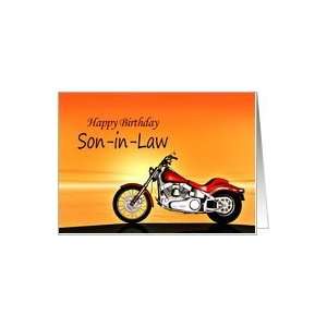  Son in Law, Motorbike in the sunset birthday card Card 
