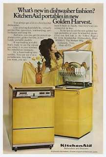 1969 KitchenAid Portable Dishwasher Golden Harvest Ad  