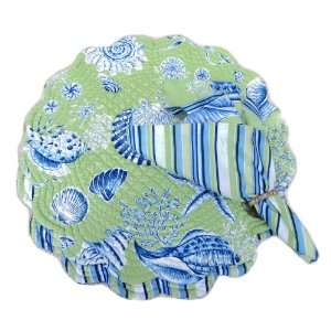  Green Seashells 17 Round Placemat and Cloth Napkin Set 