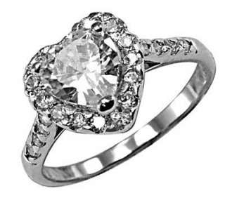   Zirconia CZ Engagement Promise Sterling Silver Platinum ep Ring sz 7