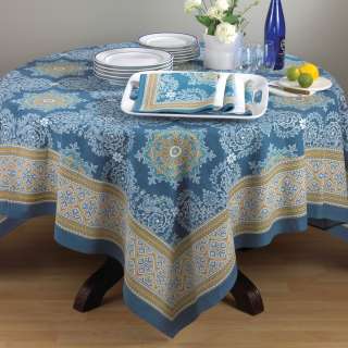 Côte dazur Design Provençal Cotton Blue Tablecloth 60 Inch Square 