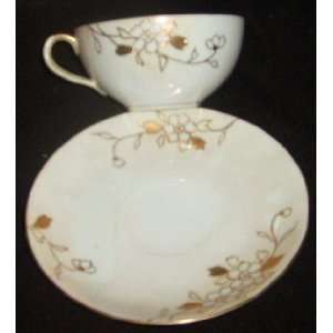   Nippon Moniage Hand Painted Gold Cup and Saucer Set Hand Painted