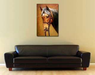 Race Horse Portrait   Original Canvas Art Oil Painting  