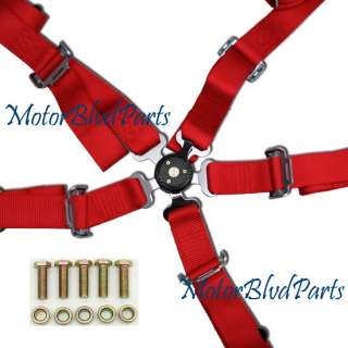 POINT CAM LOCK SAFETY RACING SEAT BELT HARNESS RED  