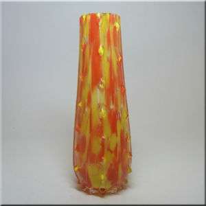 Franz Welz 1930s Czech Red/Yellow Spatter Glass Vase  