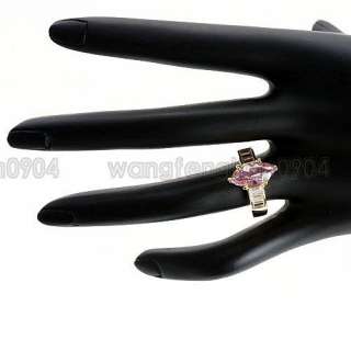 2ct Pink Cubic Zirconia 18k Gold Plated Fashion Ring  