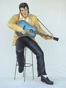 ROCK ROLL SINGER SITTING W/ GUITAR LIFE SIZE STATUE 6FT  