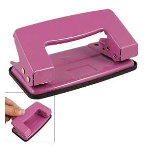   Tray 2 Holes Pink Metal Paper File Punch 8cm Pitch for Office School