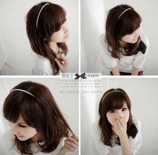 Faux Glass Round 8mm Pearl Bead Jewelry Korean Girls Hair Headband 13 