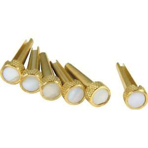   Tone Pins Brass Bridge Pin Set, Mother of Pearl Musical Instruments