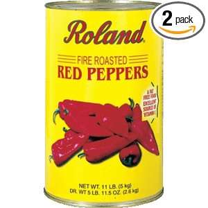 Roland Fire Roasted Red Peppers, 5 Pound 11.5 oz Cans (Pack of 2 