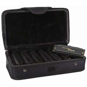  Hohner Piedmont Blues Harmonica Set in Black with Gold 