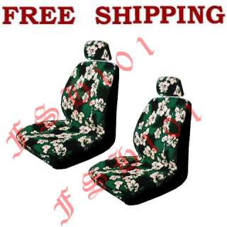New 2 Front Green Hawaiian Flowers Seat Covers  